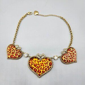 Betsey Johnson Leopard Heart Chunky Necklace